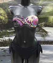 Bikini a fascia nero-fantasia
