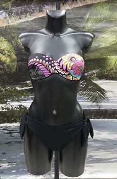 Bikini a fascia nero-fantasia