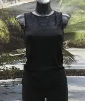 Spalla larga inserto pizzo nero