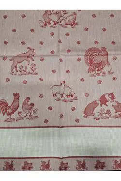 Tela disegno animali rosso