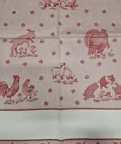 Tela disegno animali rosso