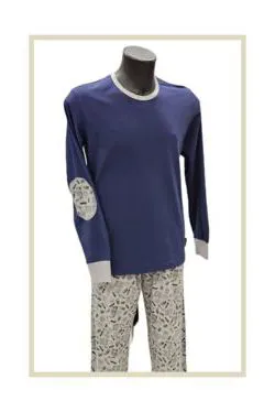 Pigiama girocollo cotone blu