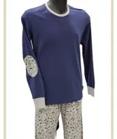 Pigiama girocollo cotone blu
