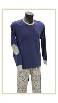 Pigiama girocollo cotone blu