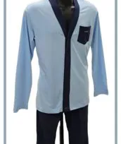 Pigiama cotone aperto azzurro