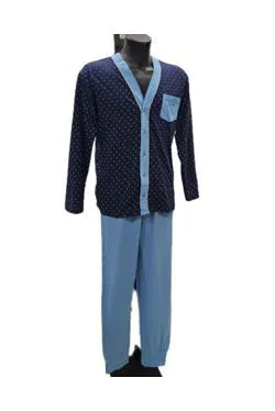 Pigiama aperto in cotone blu