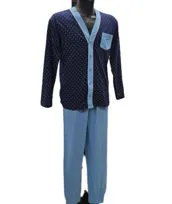 Pigiama aperto in cotone blu