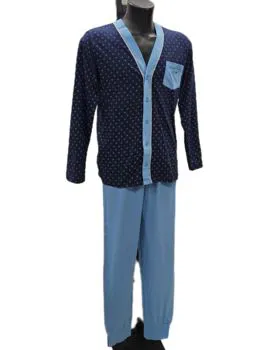 Pigiama aperto in cotone blu