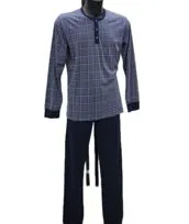 Pigiama cotone quadri blu