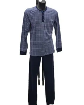 Pigiama cotone quadri blu