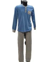 Pigiama serafino azzurro cotone