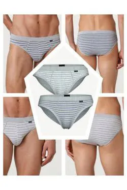 slip righe grigio azzurro