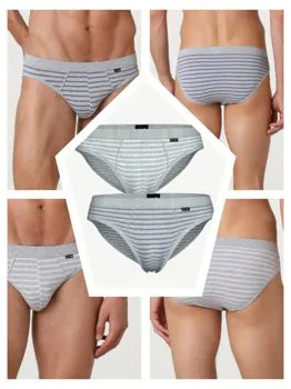 slip righe grigio azzurro