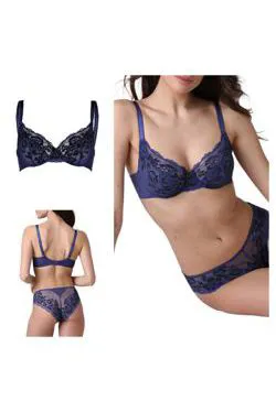 Reggiseno slip pizzo blu