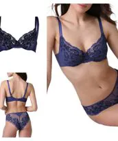 Reggiseno slip pizzo blu