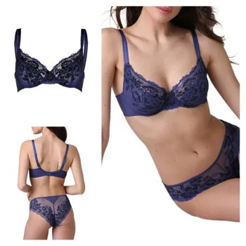 Reggiseno slip pizzo blu