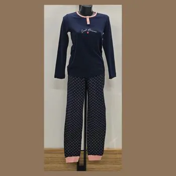 Pigiama caldo cotone blu quadri