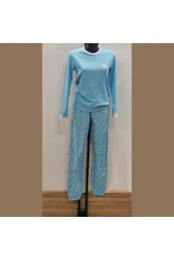 Pigiama caldo cotone azzurro 