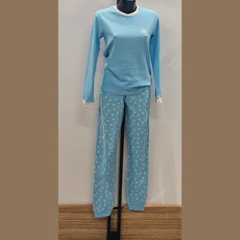 Pigiama caldo cotone azzurro 