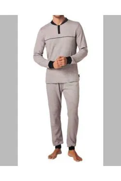 Pigiama caldo cotone grigio-nero