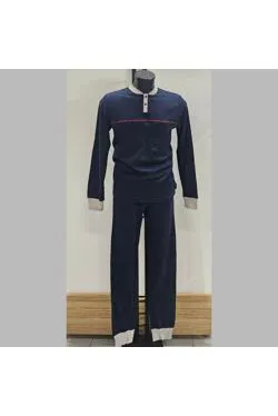 Pigiama caldo cotone blu serafino