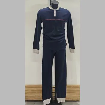 Pigiama caldo cotone blu serafino