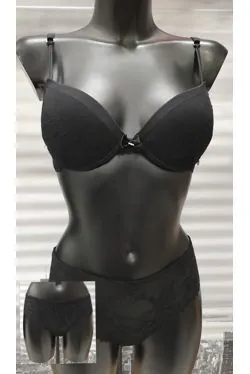 Reggiseno imbottito pizzo nero